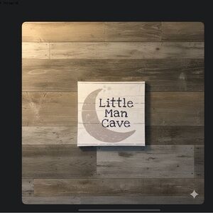 LITTLE MAN CAVE CANVAS SIGN. Ready to hang. 12”x22”